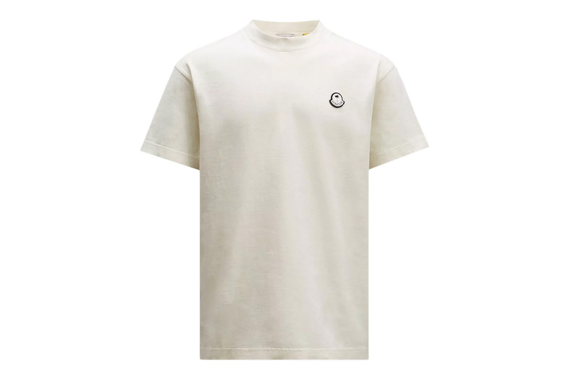 Pre-owned Moncler X Palm Angels Logo T-shirt Natural White