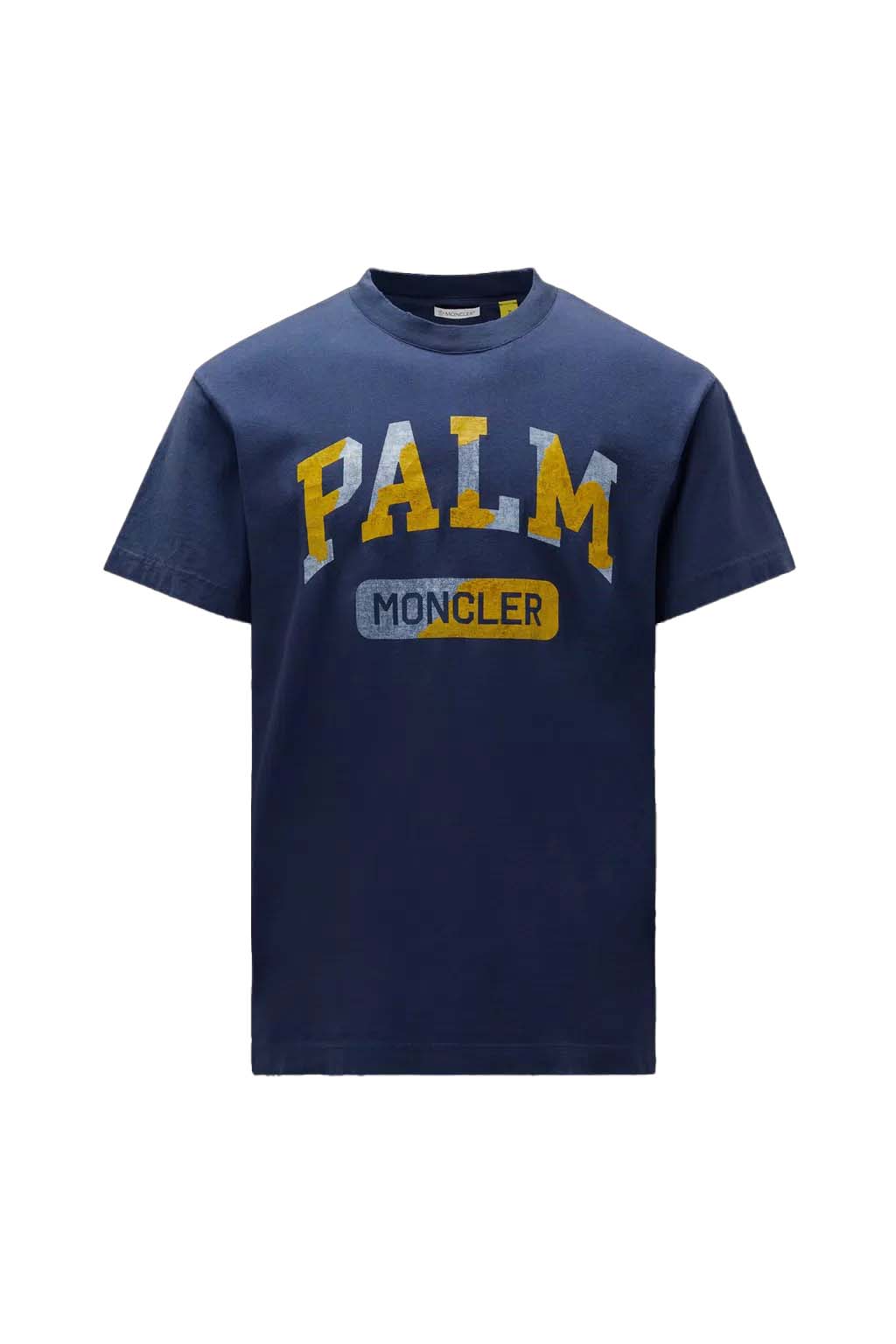 Palm Angels Logo Over T-Shirt Navy Blue/Yellow