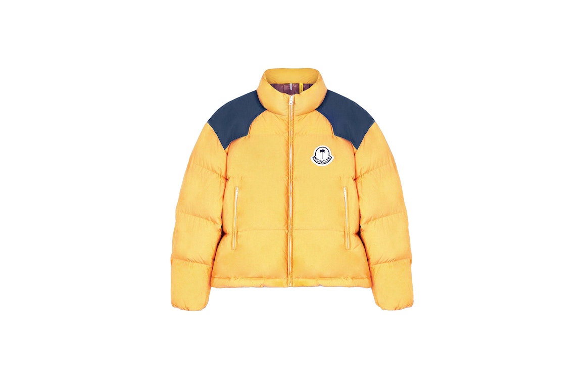 Pre-owned Moncler X Palm Angels Nevis Short Down Jacket Yellow/blue