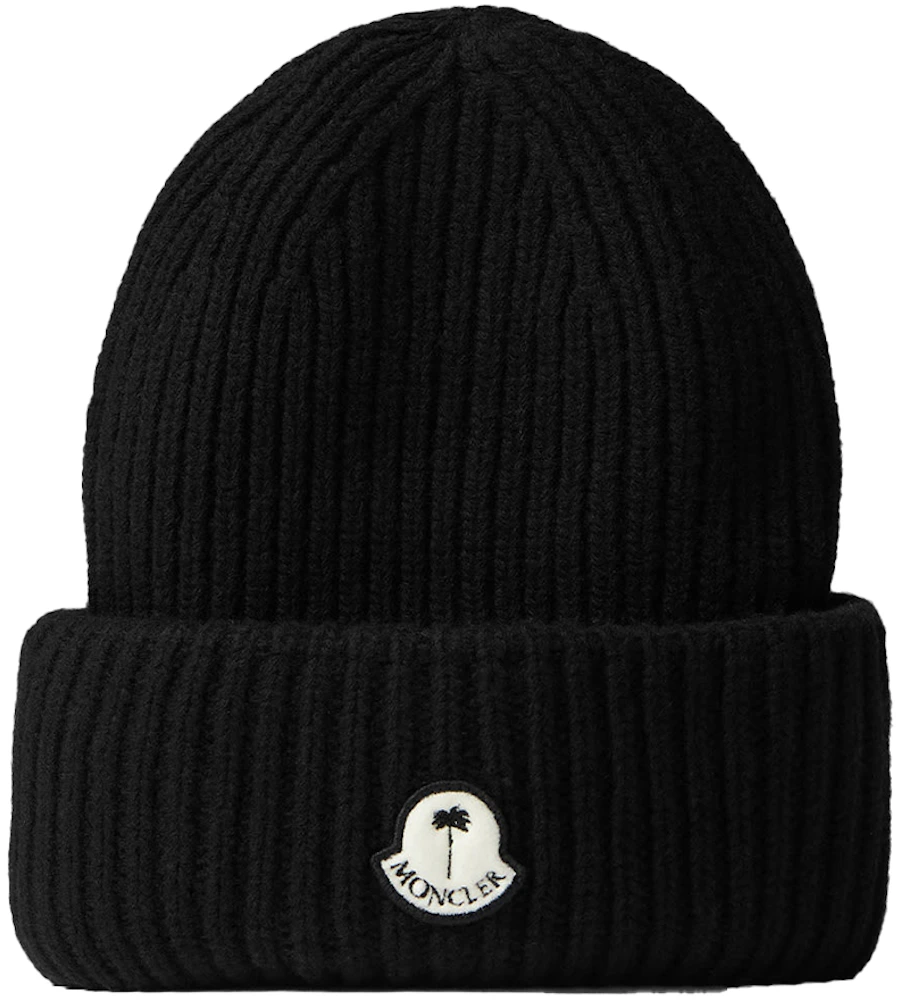 Moncler x Palm Angels Patched Ribbed Beanie FW21 Black White Men's ...