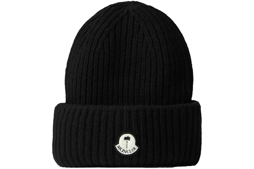 Moncler x Palm Angels Patched Ribbed Beanie FW21 Black White