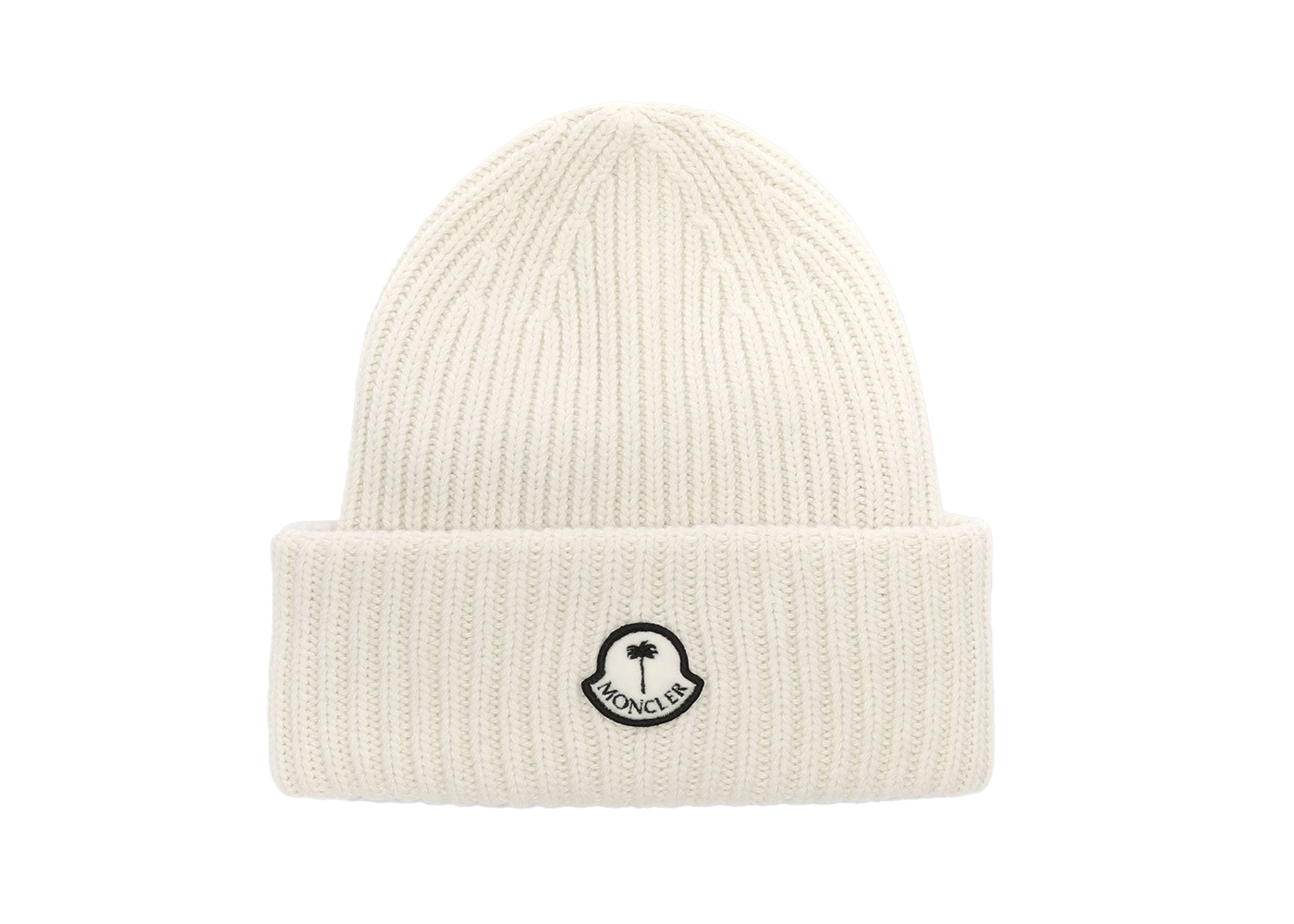 Moncler x Palm Angels Patched Ribbed Beanie FW21 White Men's