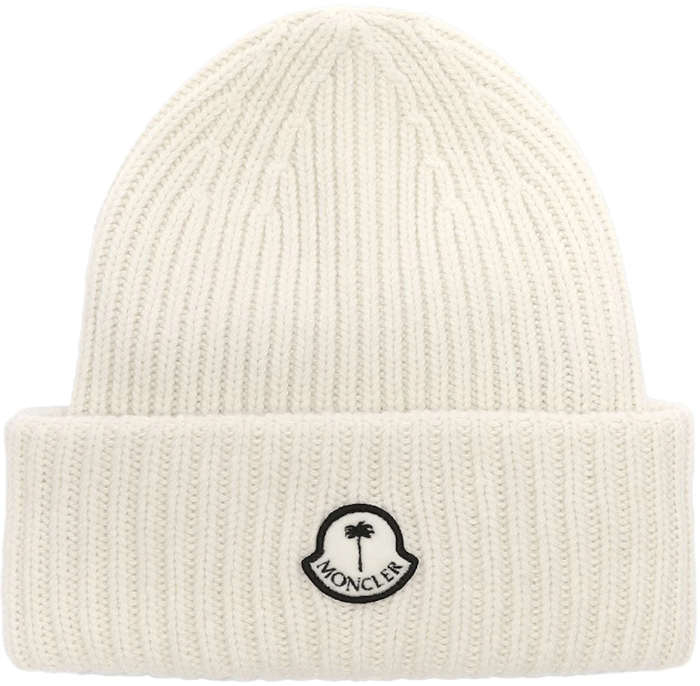 Moncler x Palm Angels Patched Ribbed Beanie FW21 White - FW21 Herren - DE