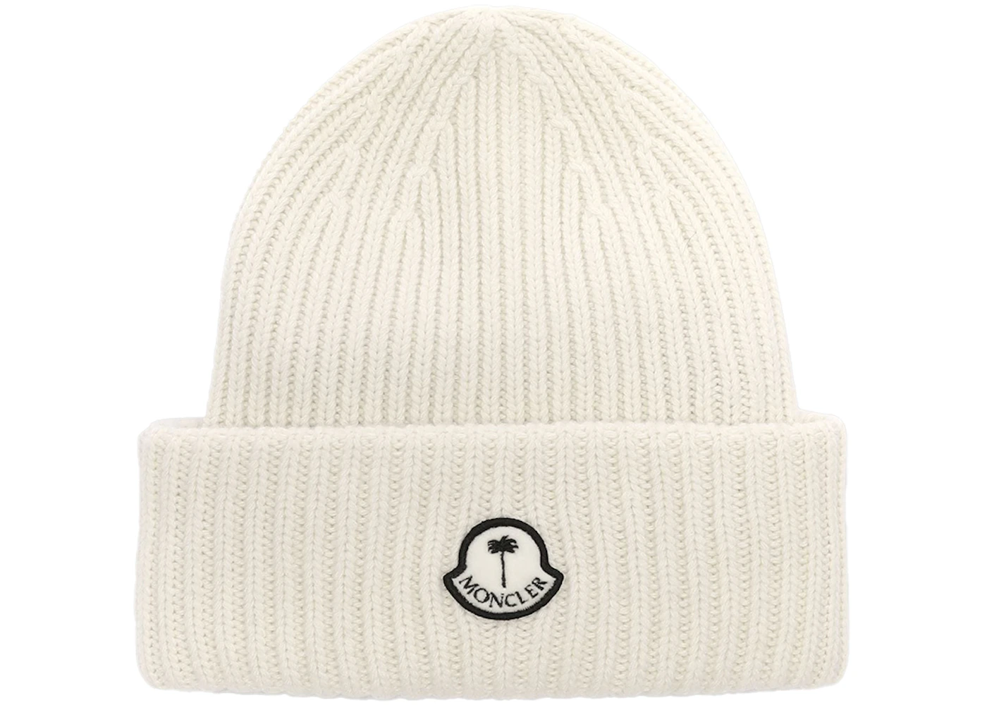Moncler x Palm Angels Patched Ribbed Beanie FW21 White - FW21 Herren - DE