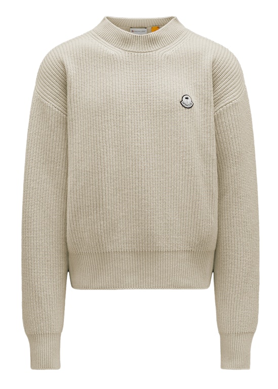 Pre-owned Moncler X Palm Angels Rib-knit Wool Jumper Silk White