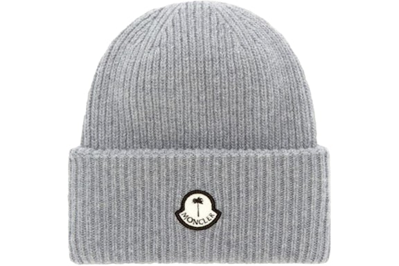 Moncler x Palm Angels Gorro Acanalado Gris/Blanco