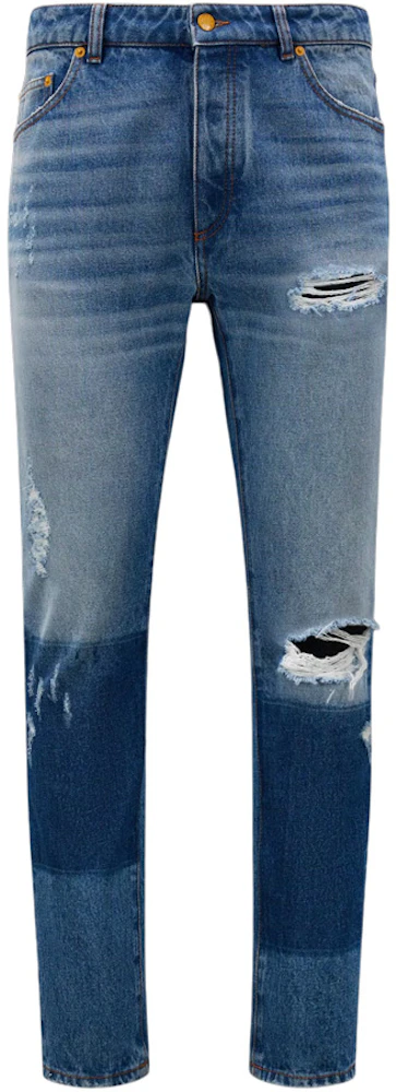 Moncler x Palm Angels Vintage-Effect Jeans Ocean Blue Men's - FW22 - US