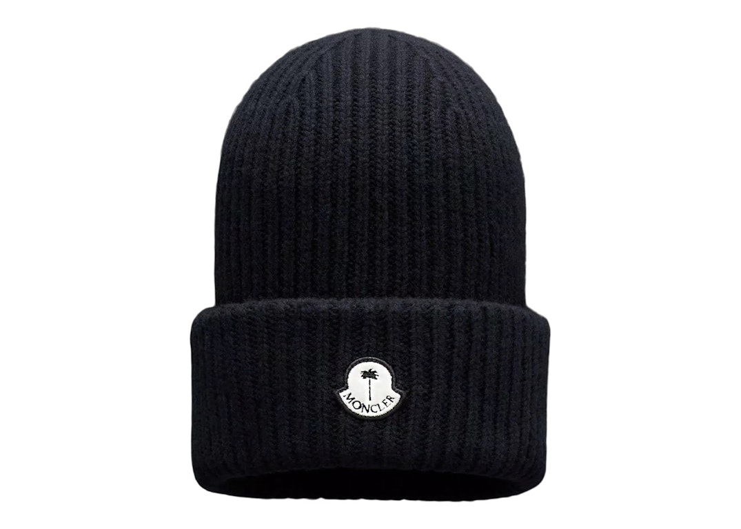 Pre-owned Moncler X Palm Angels Wool Beanie Fw22 Black