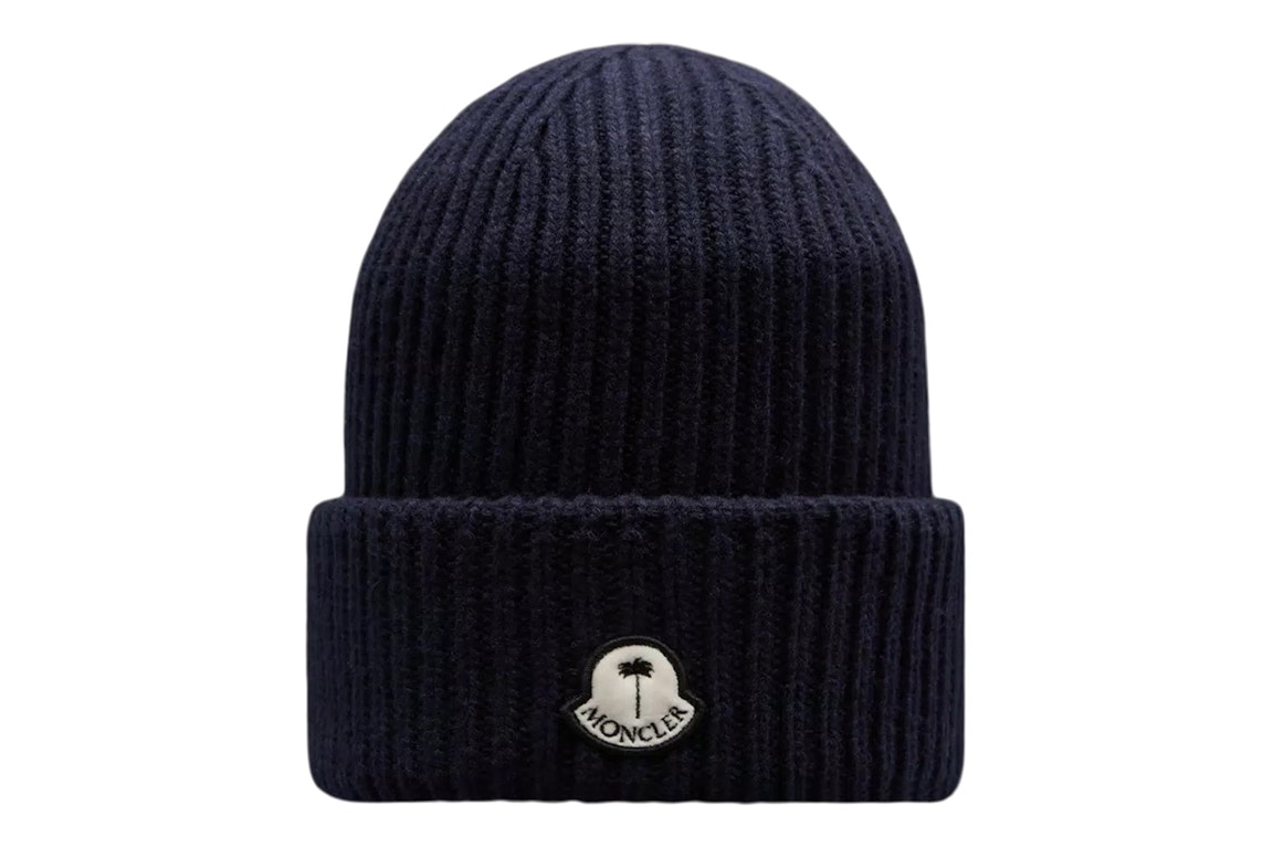 Pre-owned Moncler X Palm Angels Wool Beanie Navy Blue