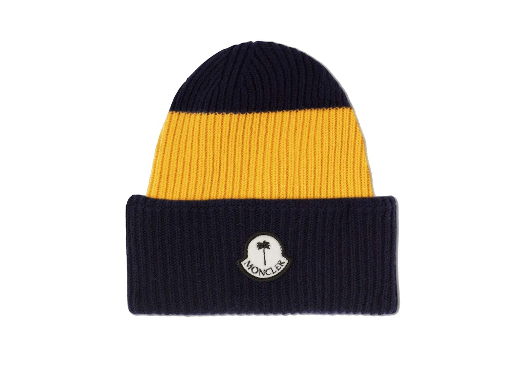 Pre-owned Moncler X Palm Angels Wool Beanie Yellow/blue