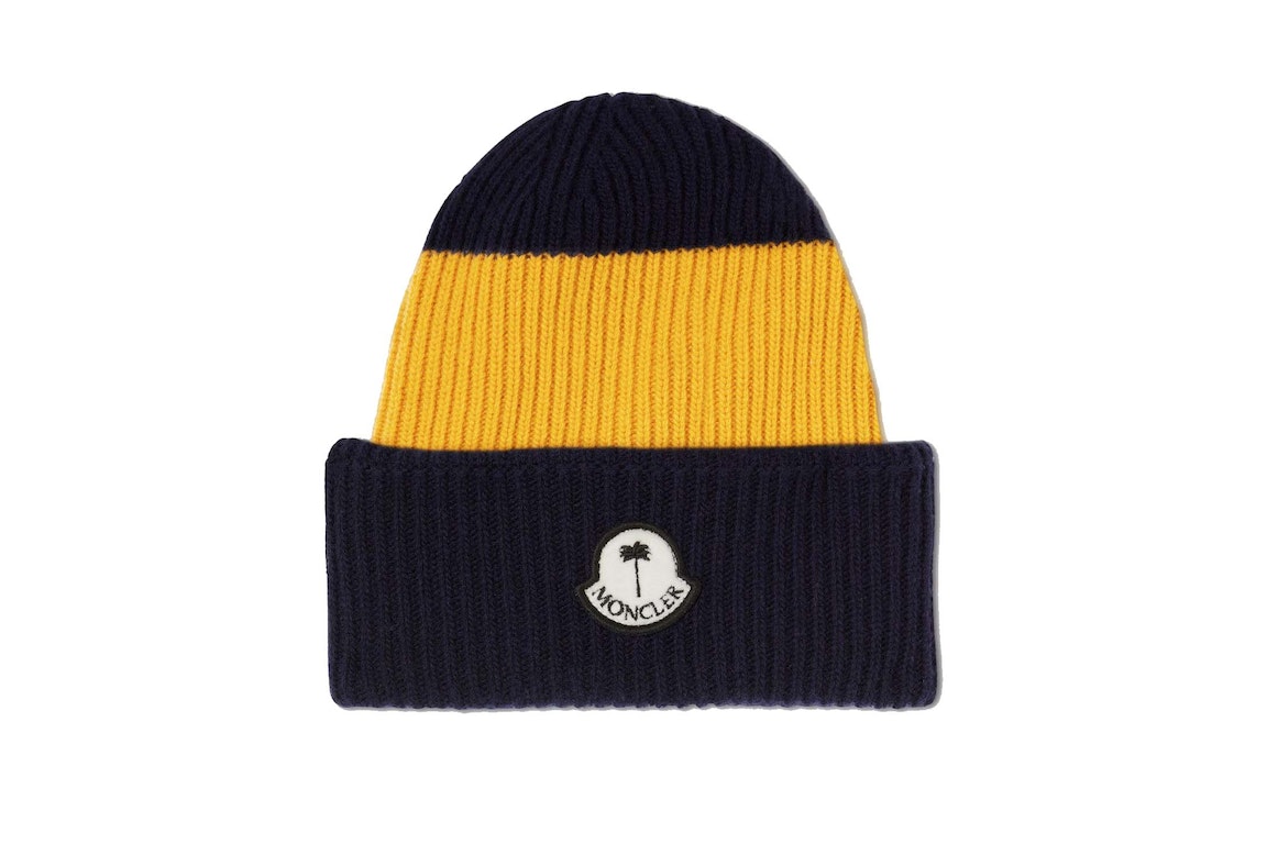 Pre-owned Moncler X Palm Angels Wool Beanie Yellow/blue
