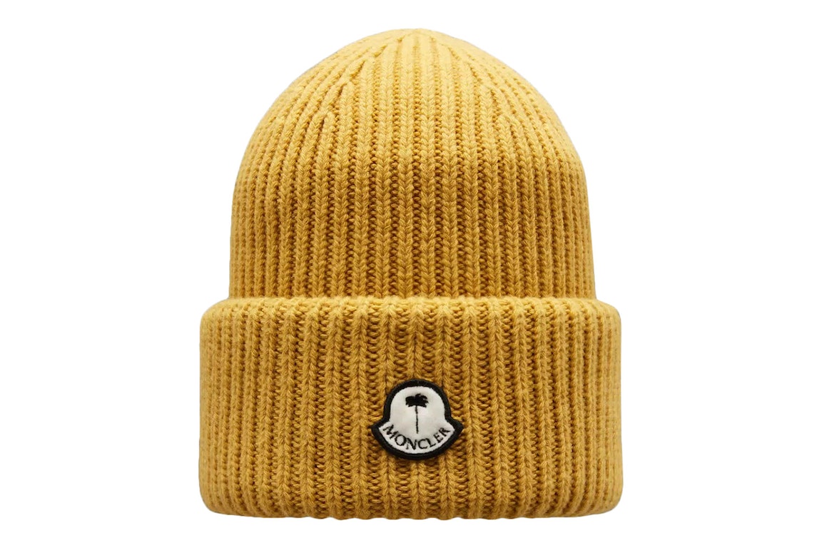 Pre-owned Moncler X Palm Angels Wool Beanie Yellow