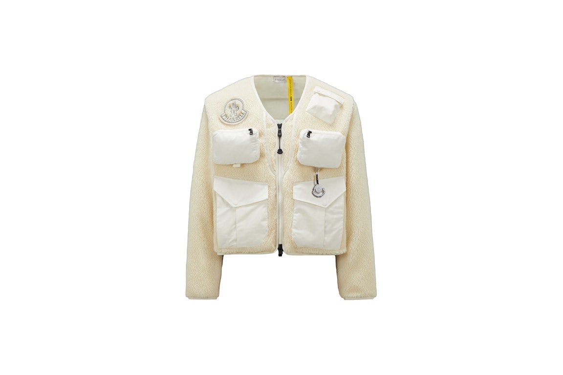 Pre-owned Moncler X Pharrell Padded Teddy Cardigan Off-white