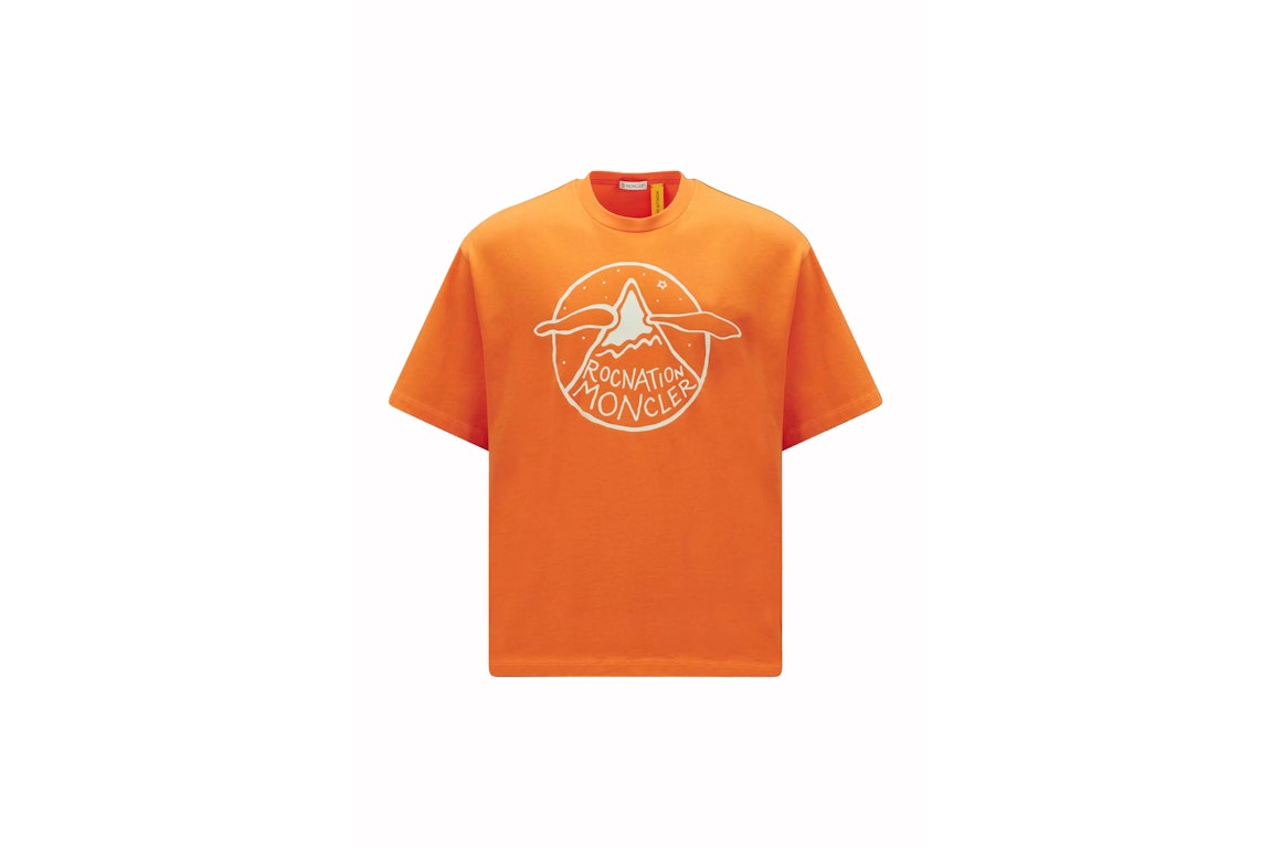Pre-owned Moncler X Roc Nation By Jay-z Logo Motif T-shirt Bright Orange