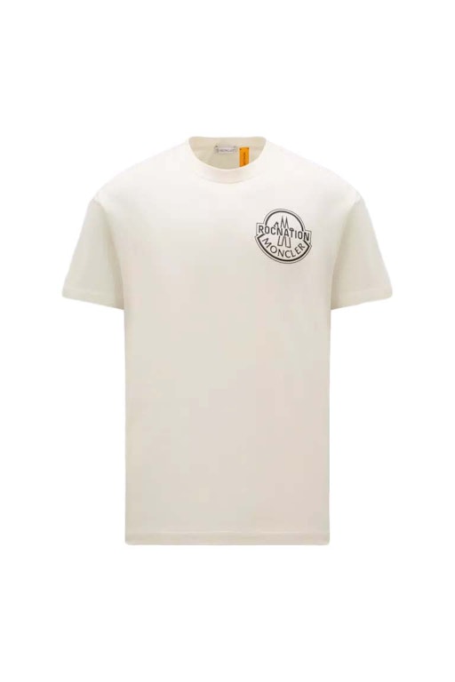 Pre-owned Moncler X Roc Nation By Jay-z Logo T-shirt Off White
