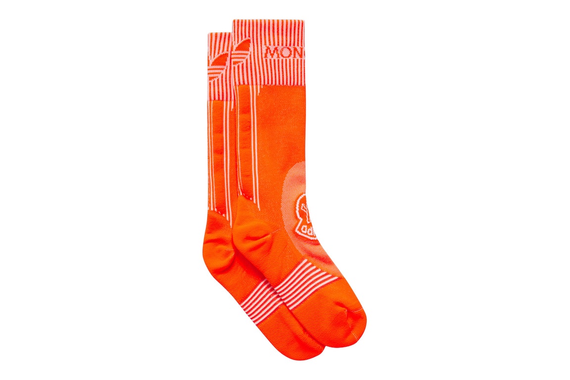 Pre-owned Moncler X Adidas Originals Logo Socks Bright Orange
