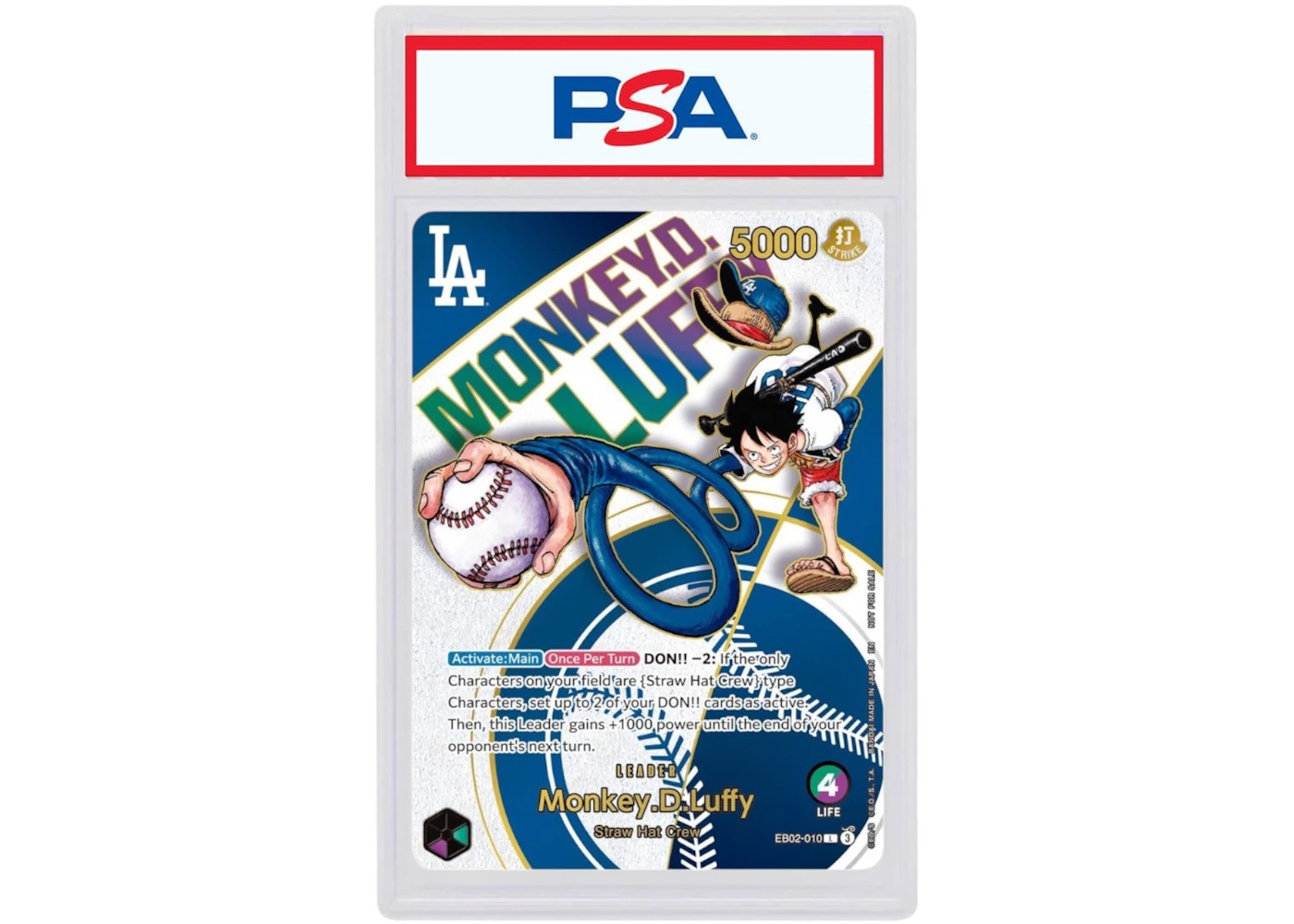 Monkey D. Luffy 2024 One Piece LA Dodgers Leader Card Promo Event Pack Vol. 2 (EB02) EB02-010 (PSA or BGS Graded) - 2024 - US Monkey D. Luffy 2024 One Piece LA Dodgers Leader Card Promo Event Pack Vol. 2 (EB02) EB02-010 (PSA or BGS Graded) - 2024 - US