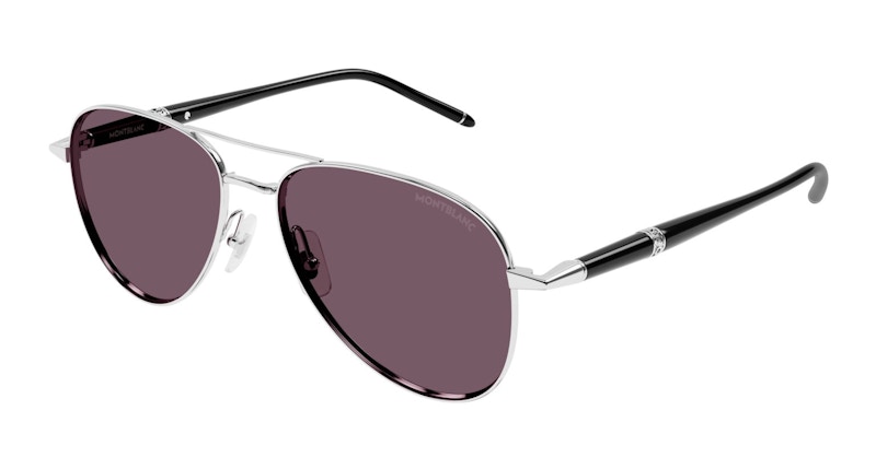 MONT BLANC Pre-owned Men's Aviator Sunglasses In Silver/violet (mb0345s/002)