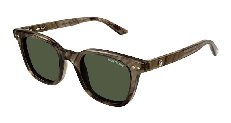 MONT BLANC Pre-owned Men's Square Sunglasses In Brown/green (mb0320s/003)