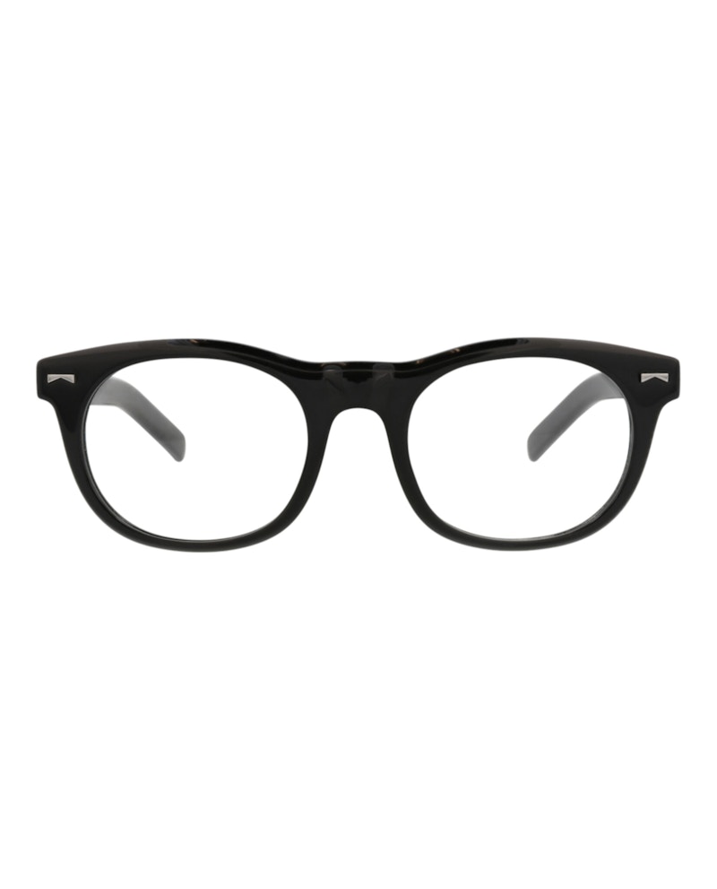 MONT BLANC Pre-owned Men's Roundframe Acetate Optical Frames In Black Black Transparent (mb0229o/30013543/001)