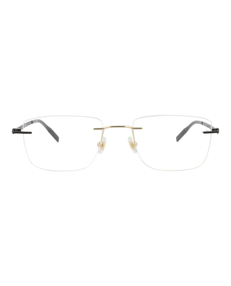 MONT BLANC Pre-owned Men's Squareframe Metal Optical Frames In Gold Black Transparent (mb0281o/30014190/006)