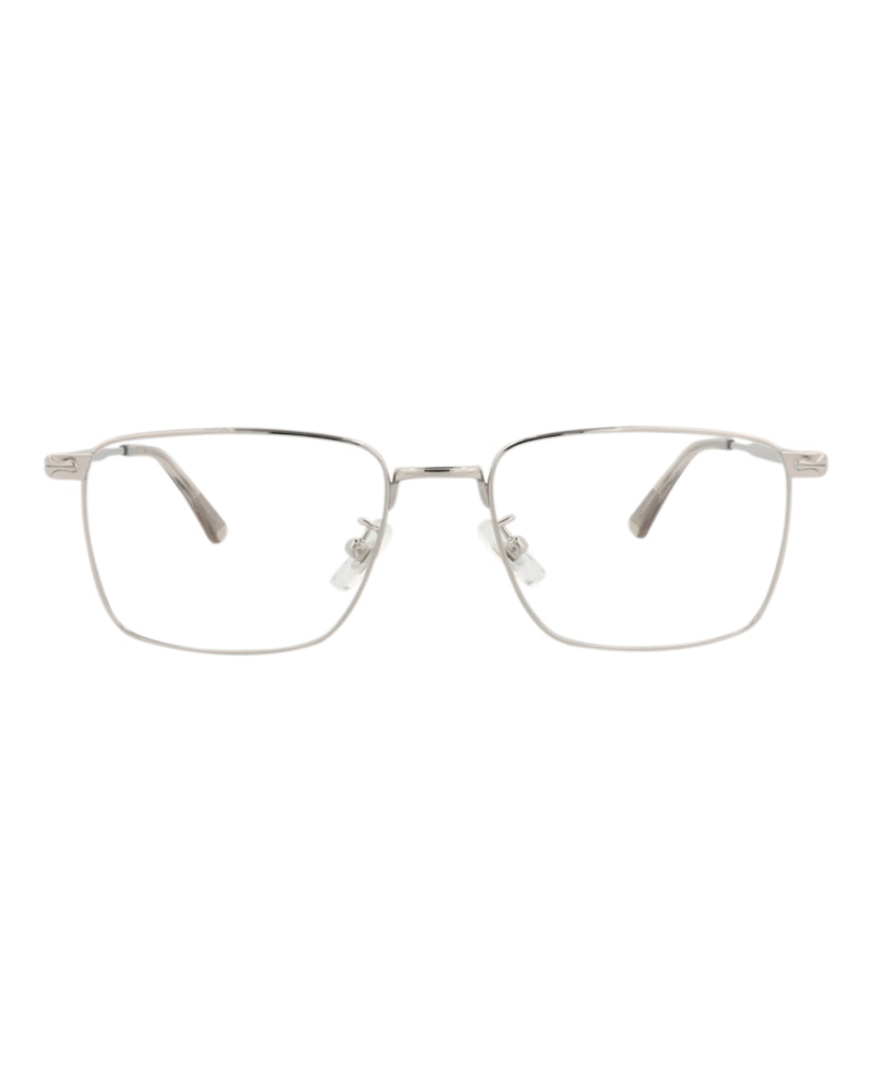 MONT BLANC Pre-owned Men's Squareframe Metal Optical Frames In Silver Silver Transparent (mb0308o/30014594/003