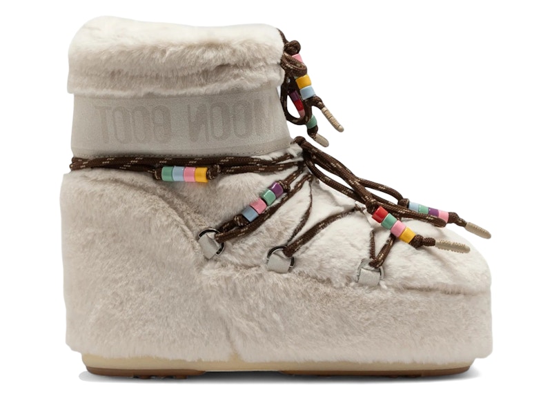 Moon Boot Icon Faux-Fur Low Boot Cream Beads