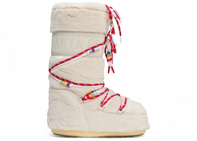 Moon Boot Icon Faux-Fur White Beads (Women's) - 80D1408990-L002 - JP