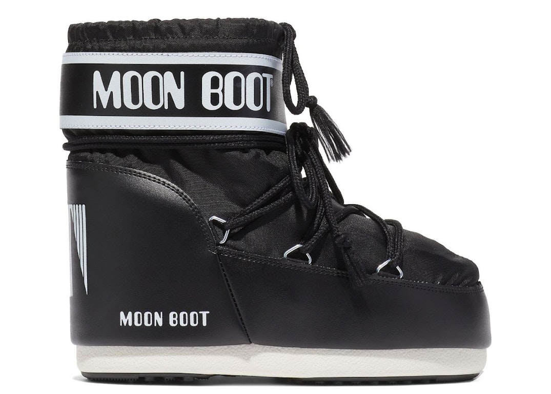 Pre-owned Moon Boot Icon Low Nylon Boot Black White In Black/white