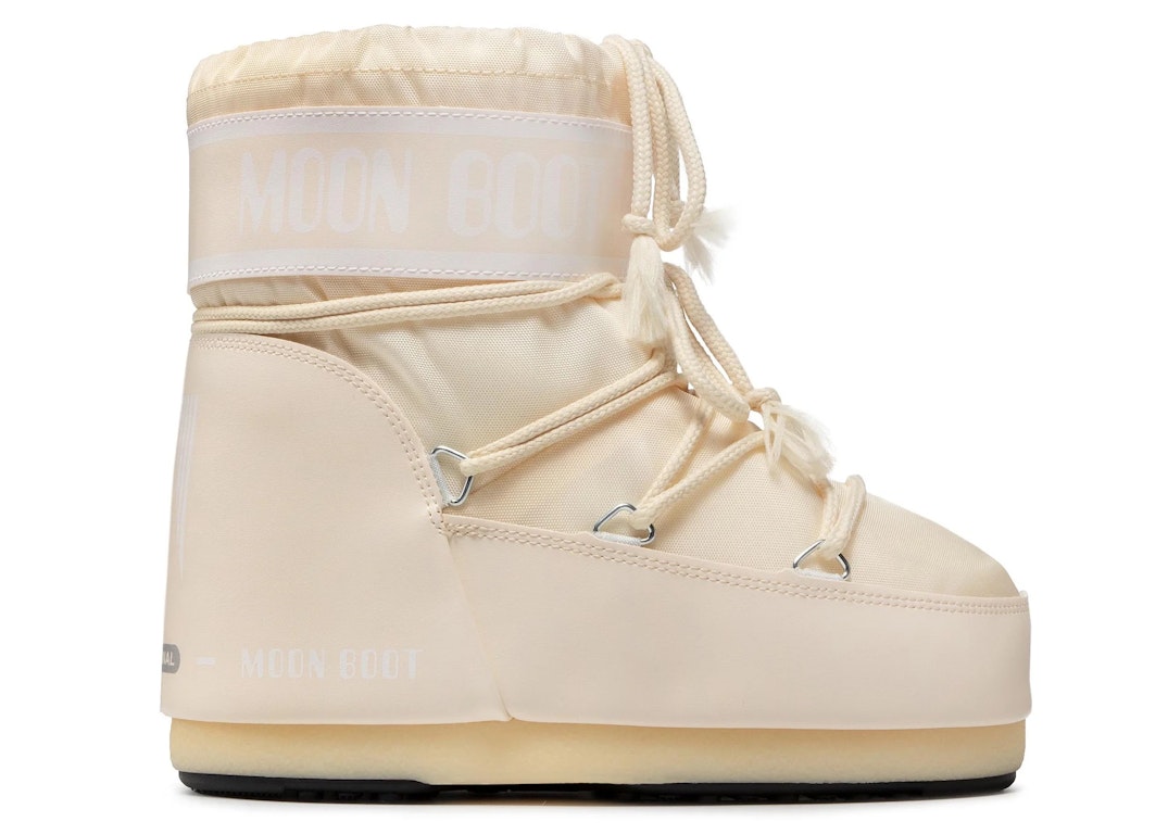 Pre-owned Moon Boot Icon Low Nylon Boot Cream White In Cream/white