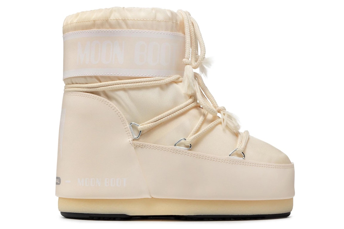 Pre-owned Moon Boot Icon Low Nylon Boot Cream White In Cream/white