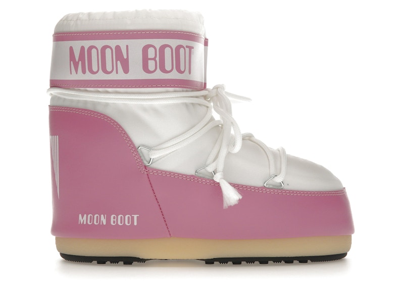 Pre-owned Moon Boot Icon Nylon Low Boot Sneakers In Pink/white