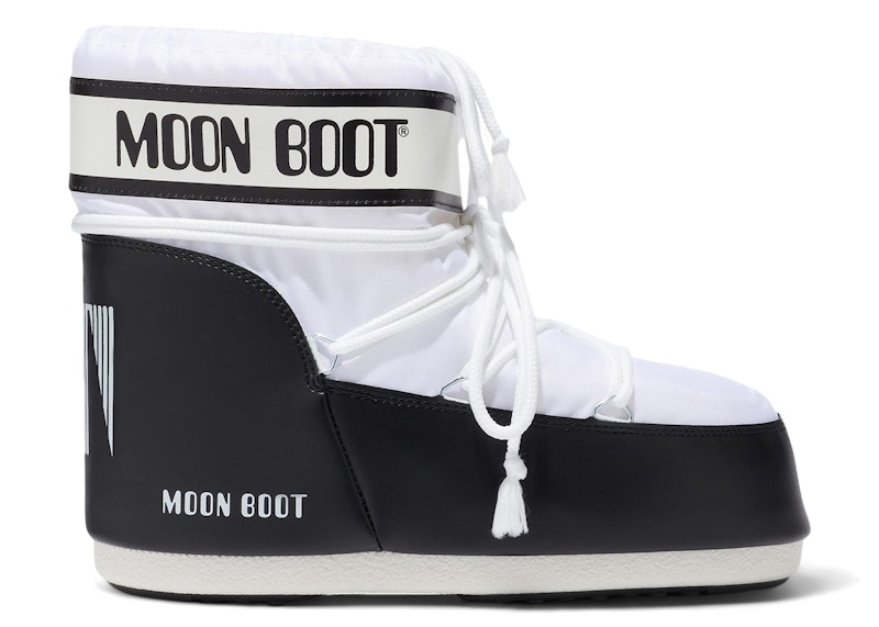 Pre-owned Moon Boot Icon Nylon Low Boot Black Sneakers In White