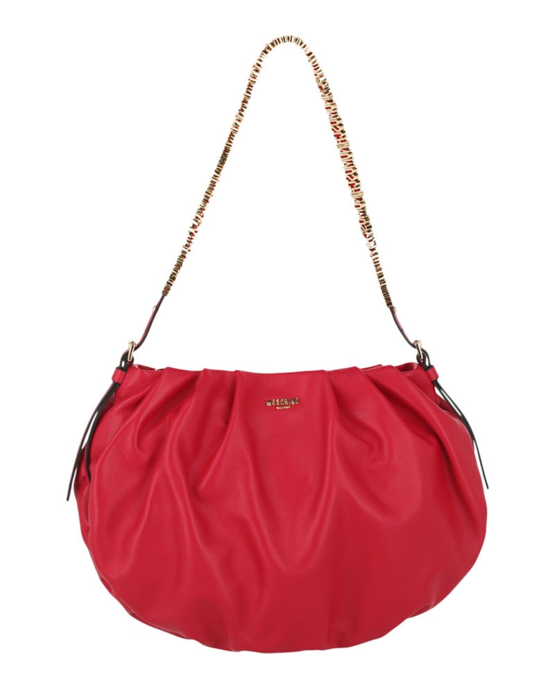 Moschino Mini Lettering Laminated Shoulder Bag Red