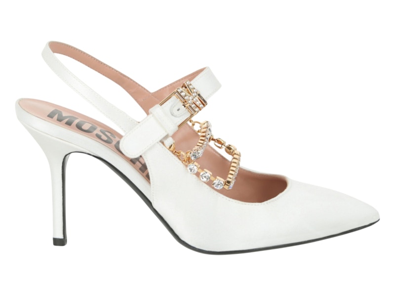 Pre-owned Moschino Rhinestoneembellished Pumps (women's) Sneakers In White