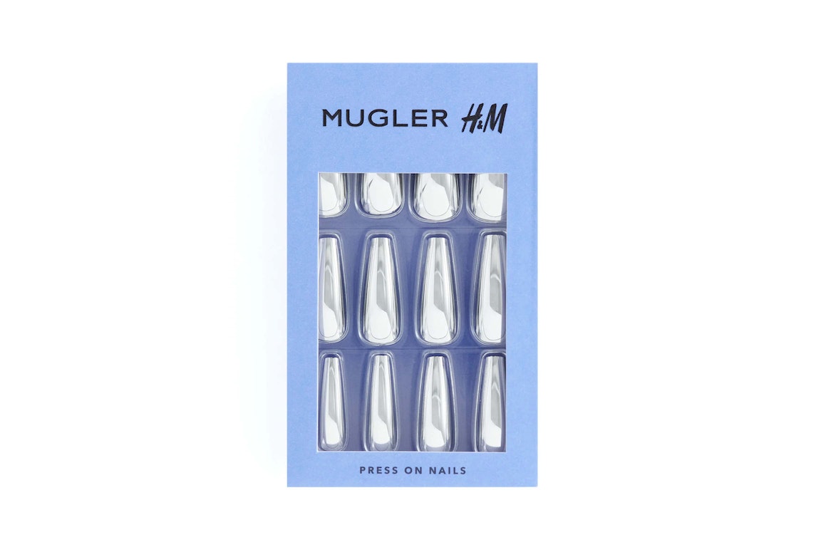 Pre-owned Mugler H&m Coffin-shaped Press-on Nails Silver-colored