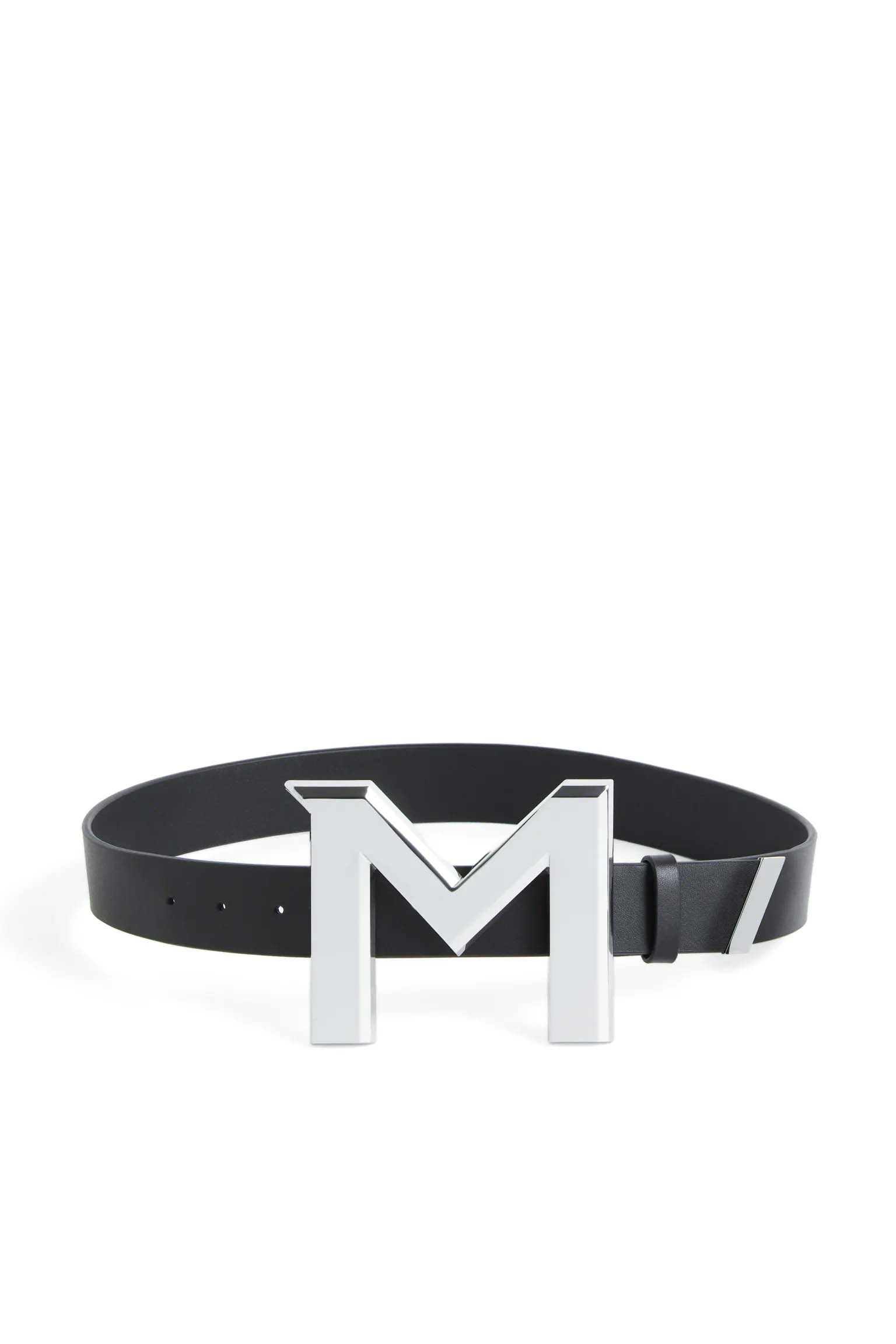 Mugler H&M M-Buckle Leather Belt Black in Leather with Silver-tone