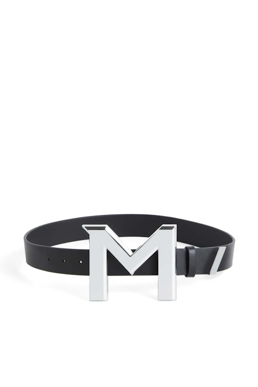 Pre-owned Mugler H&m M-buckle Leather Belt Black