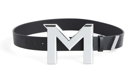 Mugler H&M M-Buckle Leather Belt Black in Leather with Silver-tone