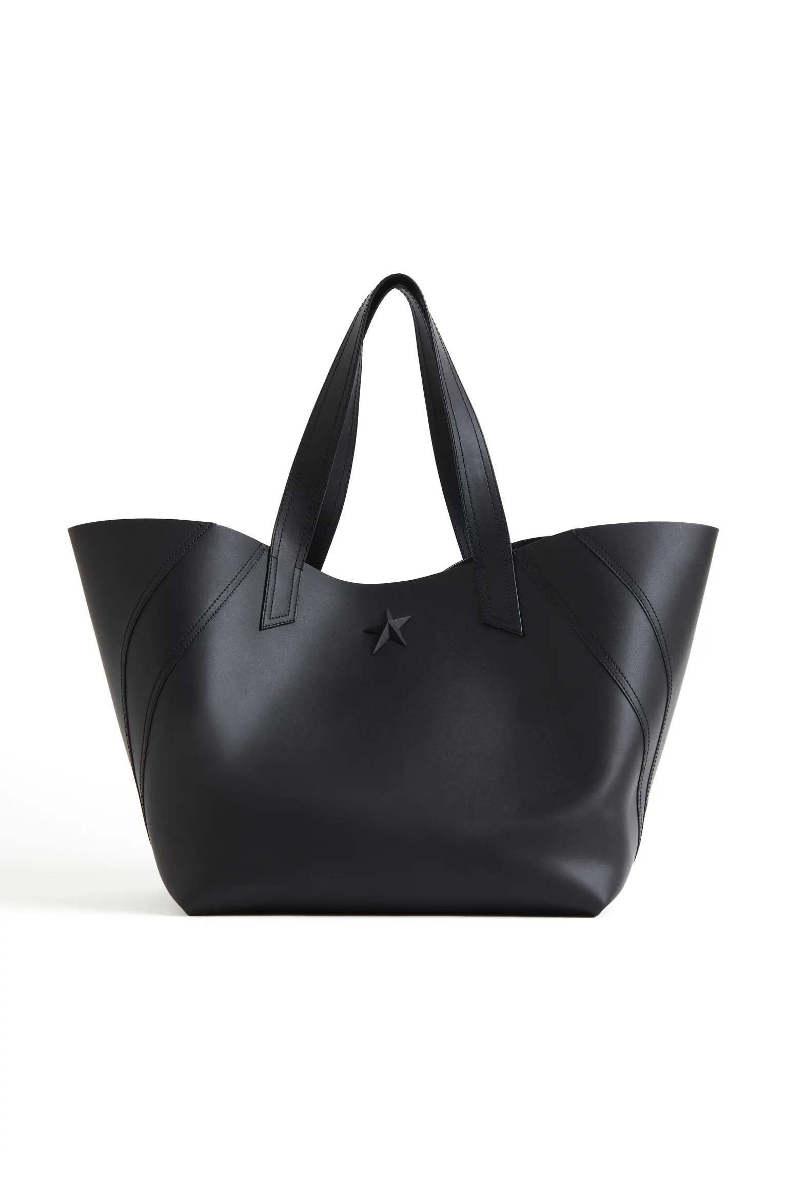 Mugler H&M Oversized Leather Shopper Black in Leather with