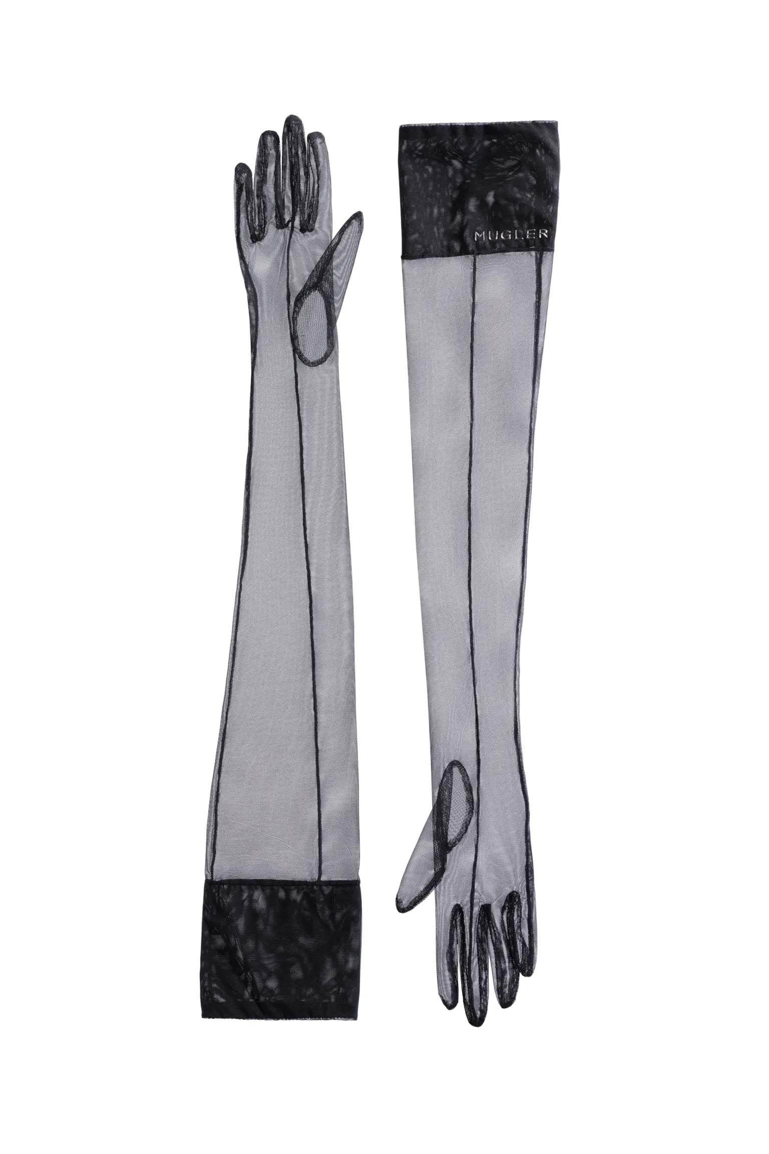 Mugler H&M Second-Skin Gloves Black in Polyamide/Spandex with