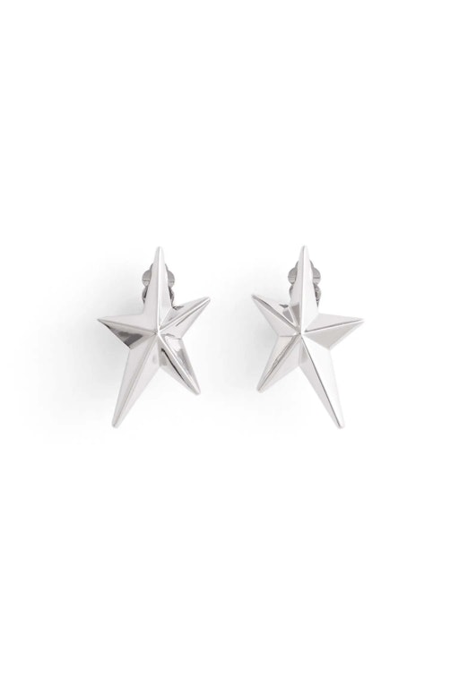 Pre-owned Mugler H&m Star-shaped Clip Earrings Silver-colored