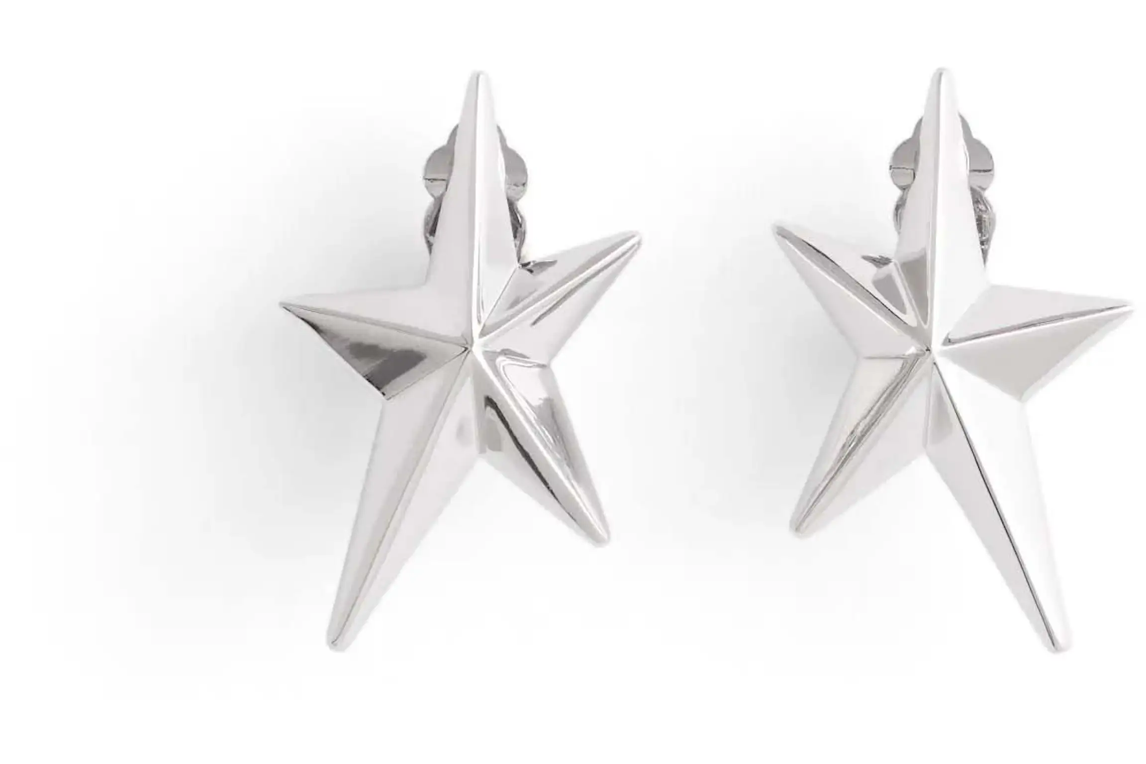 Mugler H&M Star-Shaped Clip Earrings Silver-colored in Brass with ...
