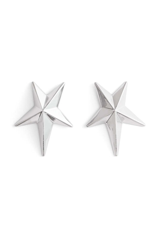 Pre-owned Mugler H&m Star-shaped Earrings Silver-colored