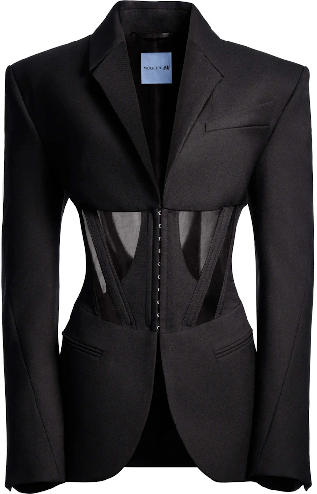 Mugler H&M Corset-Style Wool Jacket Black