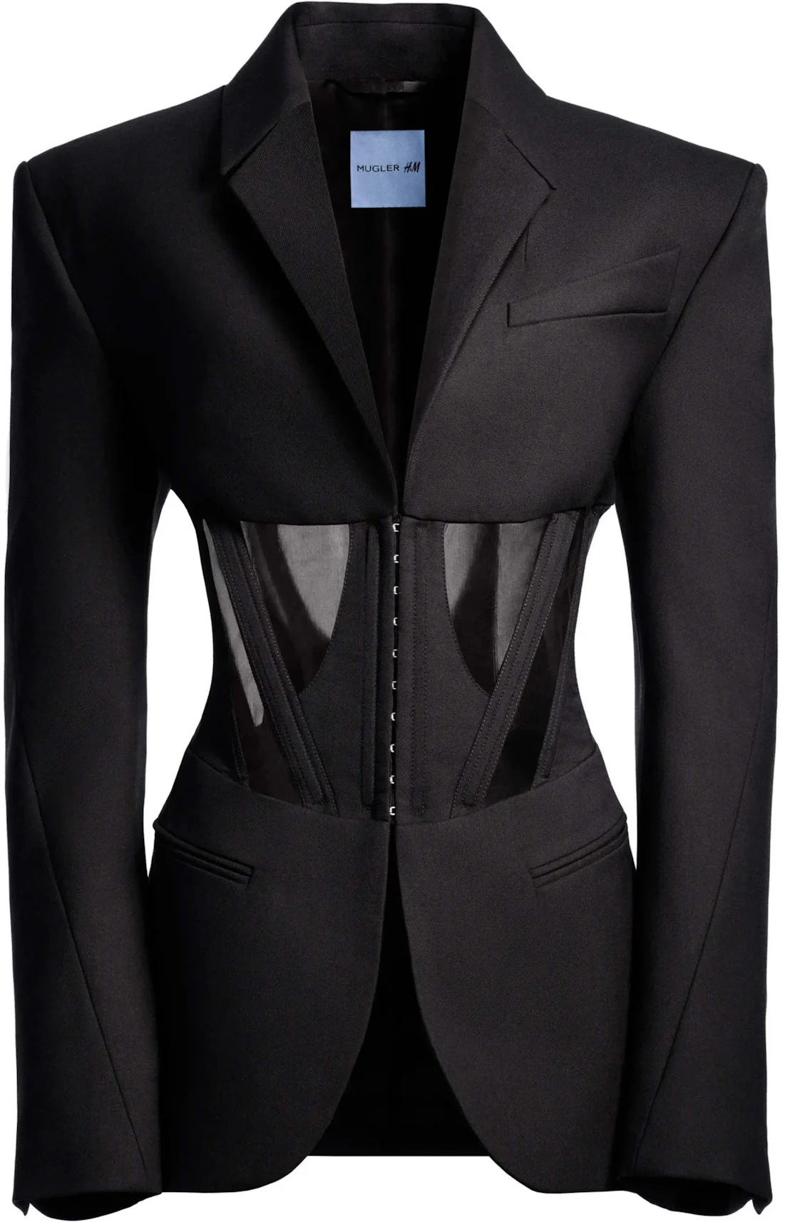 Mugler H&M Corset-Style Wool Jacket Black