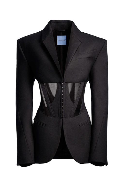 Pre-owned Mugler H&m Corset-style Wool Jacket Black