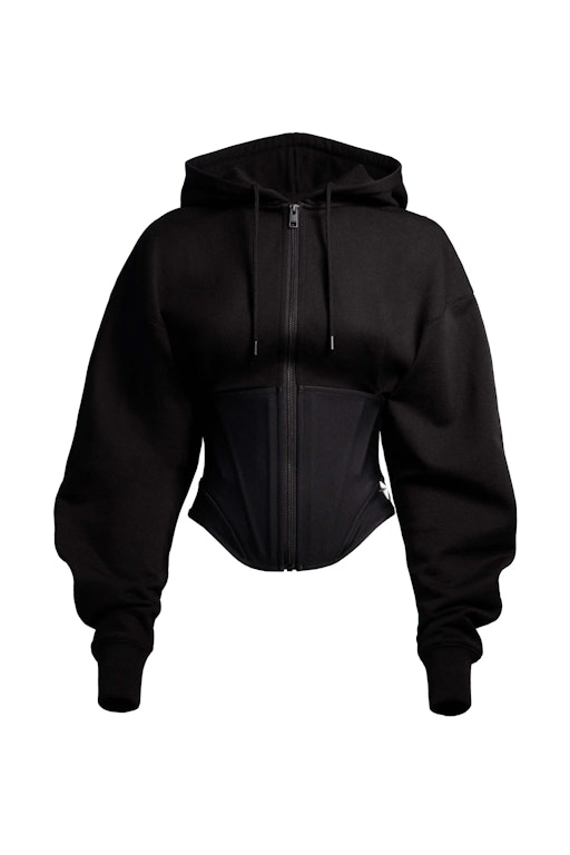 Pre-owned Mugler H&m Corset-waist Hooded Jacket Black