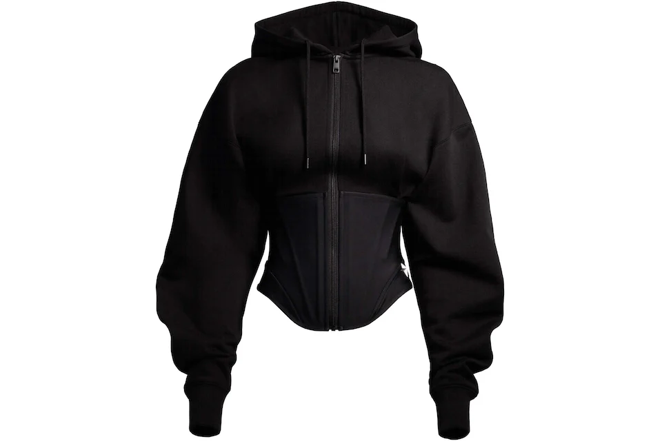 Mugler H&M Corset-Waist Hooded Jacket Black - SS23 - US