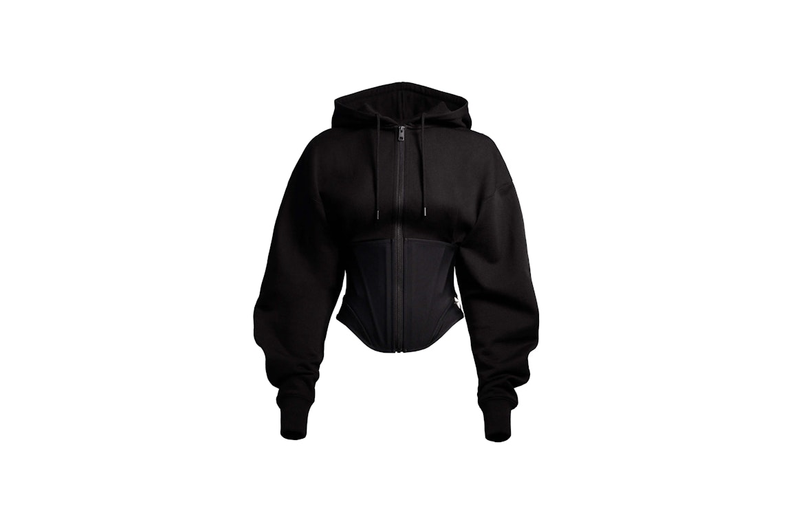 Pre-owned Mugler H&m Corset-waist Hooded Jacket Black